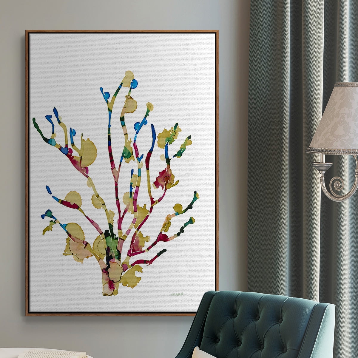 Sea Coral III Framed Premium Gallery Wrapped Canvas - Ready to Hang - 17 x 25 - Walnut Floating Frame