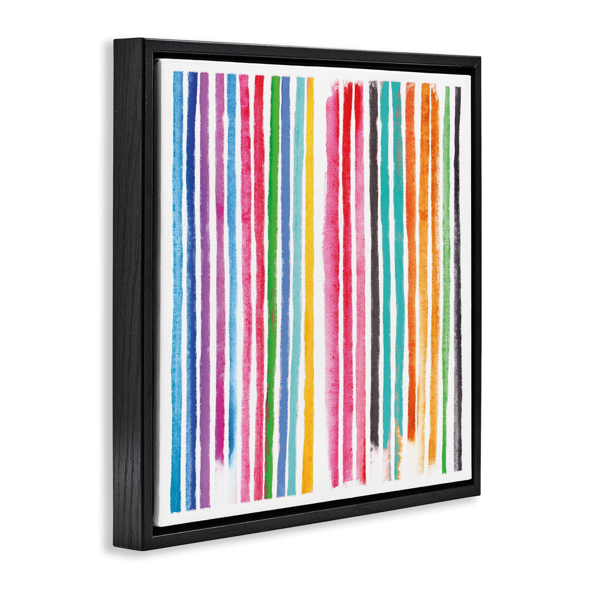 Stupell Industries Colorful Vertical Stripes Black Framed Floater Canvas Wall Art, design by Amber Sterling