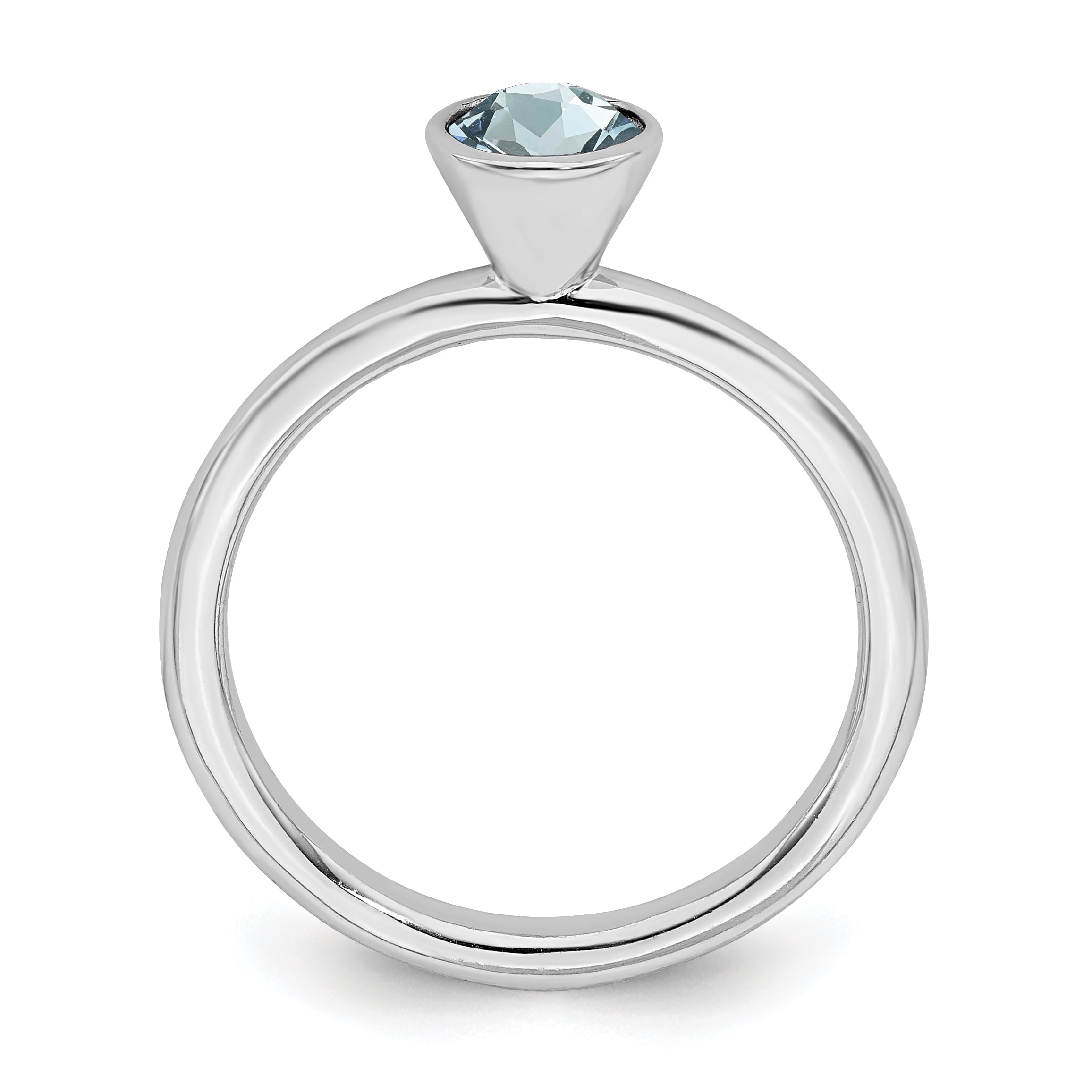 High 5mm Swarovski Sterling Silver March Ring