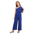 thumbnail image 2 of HULIJA Girls Ruffled Sequins Jumpsuit One Shoulder Wide Leg Long Pants Romper Wedding Prom Playsuit Royal Blue 8, 2 of 7