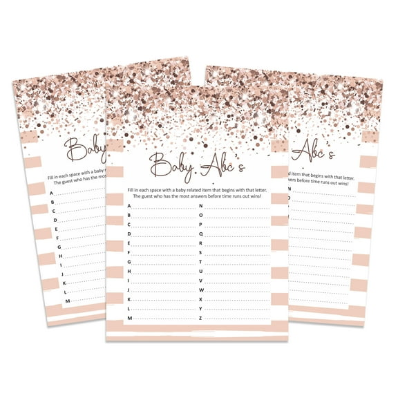 InkdotpotPack of 50,GirlBabyShower Party Collection, Baby ABC Game,Fun Baby Shower Party Games, Activities, Decorations,Confetti ThemeParty Supplies