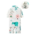 thumbnail image 5 of Cowsor 1-7Years Unisex Kids One Piece Swimsuit White Floral Print Hooded Long Sleeve UV Protection Comfortable Swimwear for Beach Pool, 5 of 6