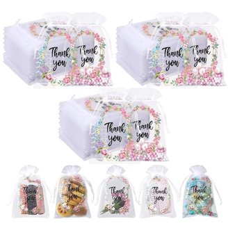 Volanic 100 PCS Organza Drawstring Gift Bags - 6x9 Inch Sheer Pouches For Weddings, Parties, Jewelry & Favors