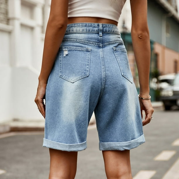 XZNGL Womens Jean Shorts for Summer Fashion Womens Denim Button