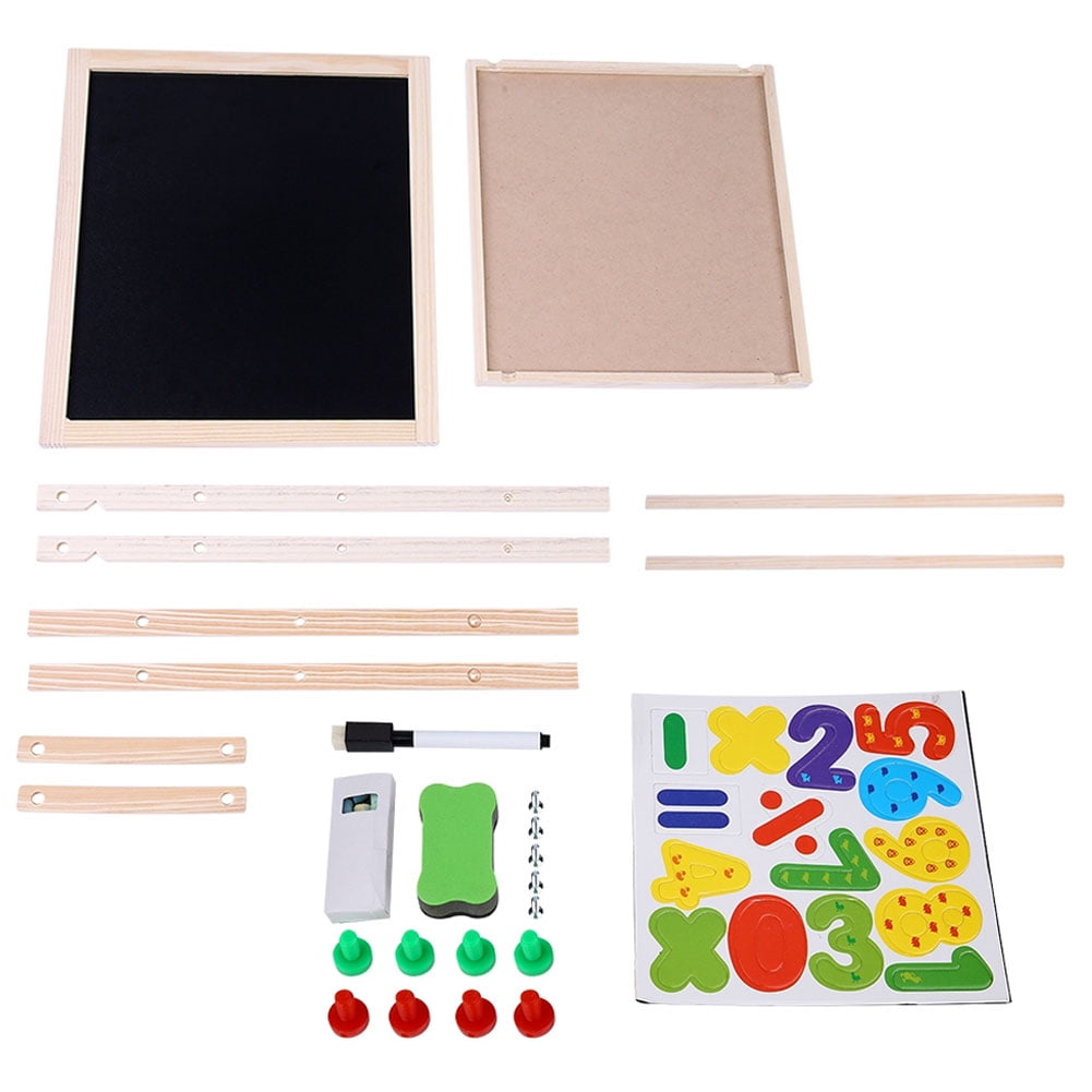 Fyydes Wooden Height Adjustable Kids Art Easel with Double Sided Drawing Board Chalkboard and Dry Erase White Board