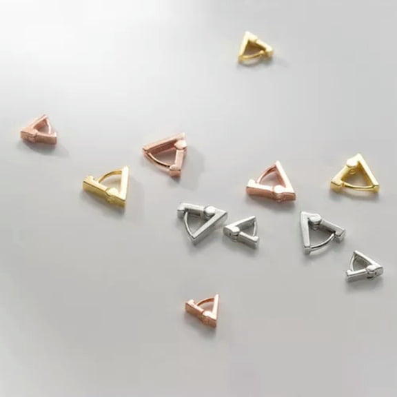 QQTDFG 925 Sterling Silver Triangle Helix Tragus Hoop Earrings Piercing A4111-Black-6mm (Inner Dia 3mm)