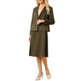 thumbnail image 2 of INSPIRE CHIC Women's 2 Piece Skirt Suit Set 2025 Fall Winter Double Breasted Blazers and A-Line Skirts S Dark Brown, 2 of 5