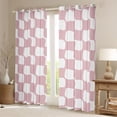 thumbnail image 2 of Homewish Geometric Plaid Grid Blackout Curtains Set of 2 (52x84 Each) for Kids Teens,Pink White Window Curtains,Mid Century Curtains and Drapes,Breathable Home Decor, 2 of 6
