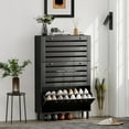 thumbnail image 2 of HOMCOM Shoe Storage Cabinet with Adjustable Shelves, Black, 2 of 10