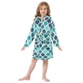 thumbnail image 6 of FORMRS Niños Bathrobe Unisex Hooded Robe Soft Plush Pajamas Sleepwear, Size 7-9T, Blue Geometric Pattern, 6 of 7