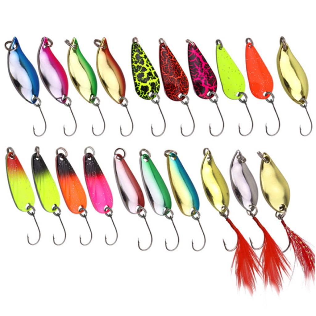 Oasiva 20pcs Fishing Spoons Lures Metal Lures Baits Set for Trout Bass Casting Spinner