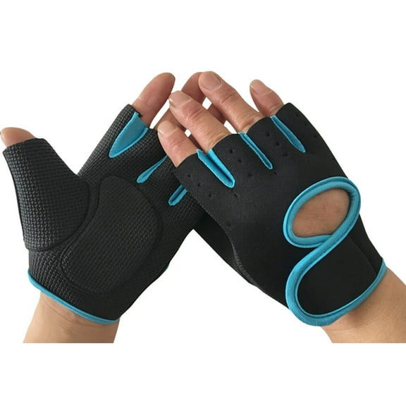 CTIRCHIU Biking Gloves Women Outdoor Gloves Blue Half Finger Sticking Buckle Design 1 Pair