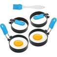 thumbnail image 1 of Egg Rings for Frying Eggs and English Muffins, Set of 4 3" Egg Rings with Non-Scorch Handle (Oil Brush Included), Non-Stick Egg Pan., 1 of 5