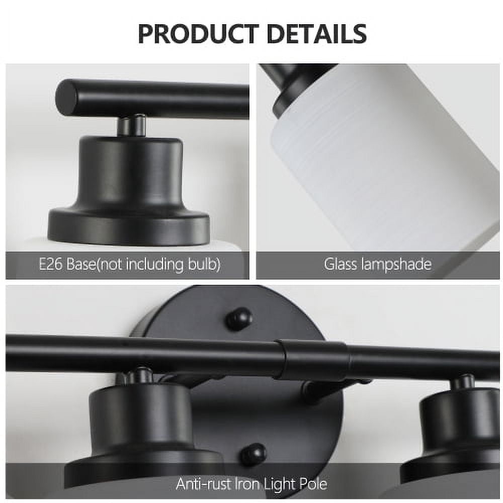 ACE-LIGHTS,Modern 6-Lights Vanity Bathroom Mirror Light with Frosted White Glass(Bulbs Not Included),Contemporary Wall Sconce for Bathroom,Dressing Room,Bedroom,Living Room(Black)