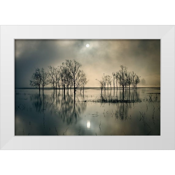 Joanne_Flj 32x23 White Modern Wood Framed Museum Art Print Titled - Lakes Secret