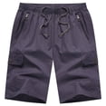 thumbnail image 2 of Cargo Shorts for Men Summer Casual Elastic Waist Straight Leg Loose Fit Knee Length Work Shorts with Pockets, 2 of 7