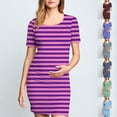 thumbnail image 7 of Zwiiyzr 2025 Women's Maternity Dress Striped Slim Short Sleeve Tank Dresses Scoop Neck Pregnancy Bodycon Dress for Casual Wear Hot Pink, 7 of 7