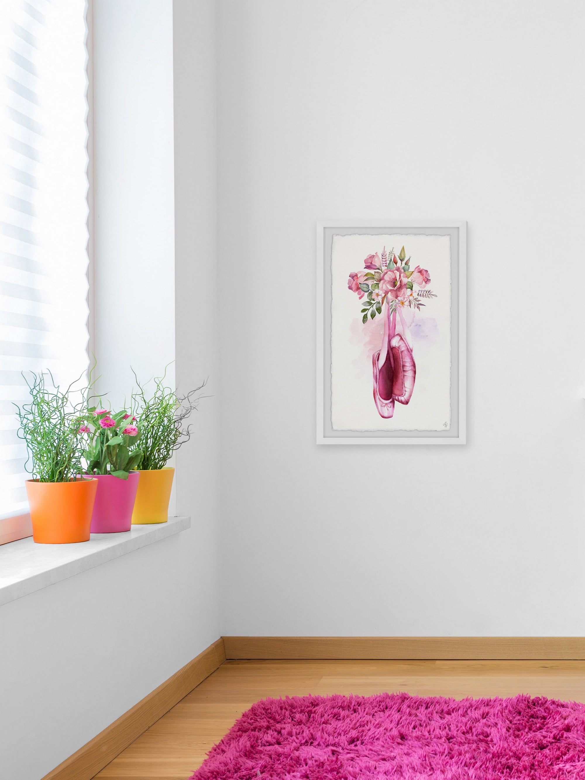 Marmont Hill Flower Ballet Framed Wall Art, 24.00" x 1.50"