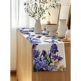 thumbnail image 5 of Table Runner 48 Inches Long for Kitchen Dining, Spring Floral Dresser Scarf Farmhouse, Dining Table Decorations for Wedding/Parties, Purple Tulips Hydrangeas Butterflies Flowers 13 x 48 In, 5 of 8