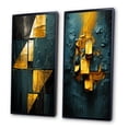 thumbnail image 3 of Designart "Interlude in Yellow Abstract Expressionism in Teal" Abstract Painting Framed Wall Art Set Of 2 - Modern Gold Gallery Wall Frame Set For Home Decor, 3 of 6