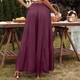 thumbnail image 6 of Womens Cotton Linen Wide Leg Palazzo Pants Boho Elastic High Waist Baggy Trousers Fashion Ruffle Tiered Smocked Pants, 2XL, 6 of 8