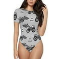 thumbnail image 2 of Goofa Gray Tractor Printed Women Rash Guard Short Sleeve,Tummy control Swimsuit Surfing Swimsuit Bathing Suit One Piece Swimsuit UPF 50-Medium, 2 of 9