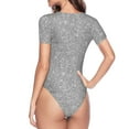 thumbnail image 4 of Haiem GlitterSilver Women's Crew Neck Short Sleeve Bodysuit Tops Stretchy Slim Basic-XX-Large, 4 of 9