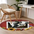 thumbnail image 5 of Cows Sunflowers 3ft Area Rug, Spring Botanical Floral Bees Red Barn Washable Non-Slip Small Round Rugs for Entryway Bedroom Kitchen, Soft Circle Carpet for Dining Room, Playroom Nursery Rug, 5 of 9