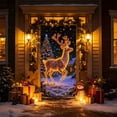 thumbnail image 5 of Christmas Door Curtain, Glow in the Dark Printed Door Cover with Santa and Reindeer Designs, Hanging Holiday Decoration with Cord, 70.9 by 35.4 Inches - Reindeer, 5 of 6