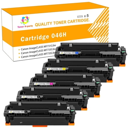 Toner H-Party 5-Pack Compatible Toner Cartridge for Canon 046H Imageclass MF731Cdw MF733Cdw MF735Cdw Printer Ink (2*Black Cyan Yellow Magenta) price history on PriceWatchPro