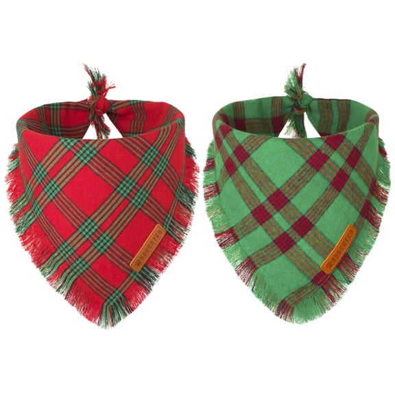 Juego de pañuelos navideños para perros ADOGGYGO, tamaño pequeño, rojo y verde
