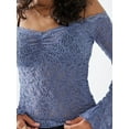 thumbnail image 5 of Biekopu Women's Lace Crop Tops Fairy Grunge Off Shoulder Long Sleeve See Through T-Shirt Trendy Mesh Slim Fit Solid Color Tee, 5 of 5