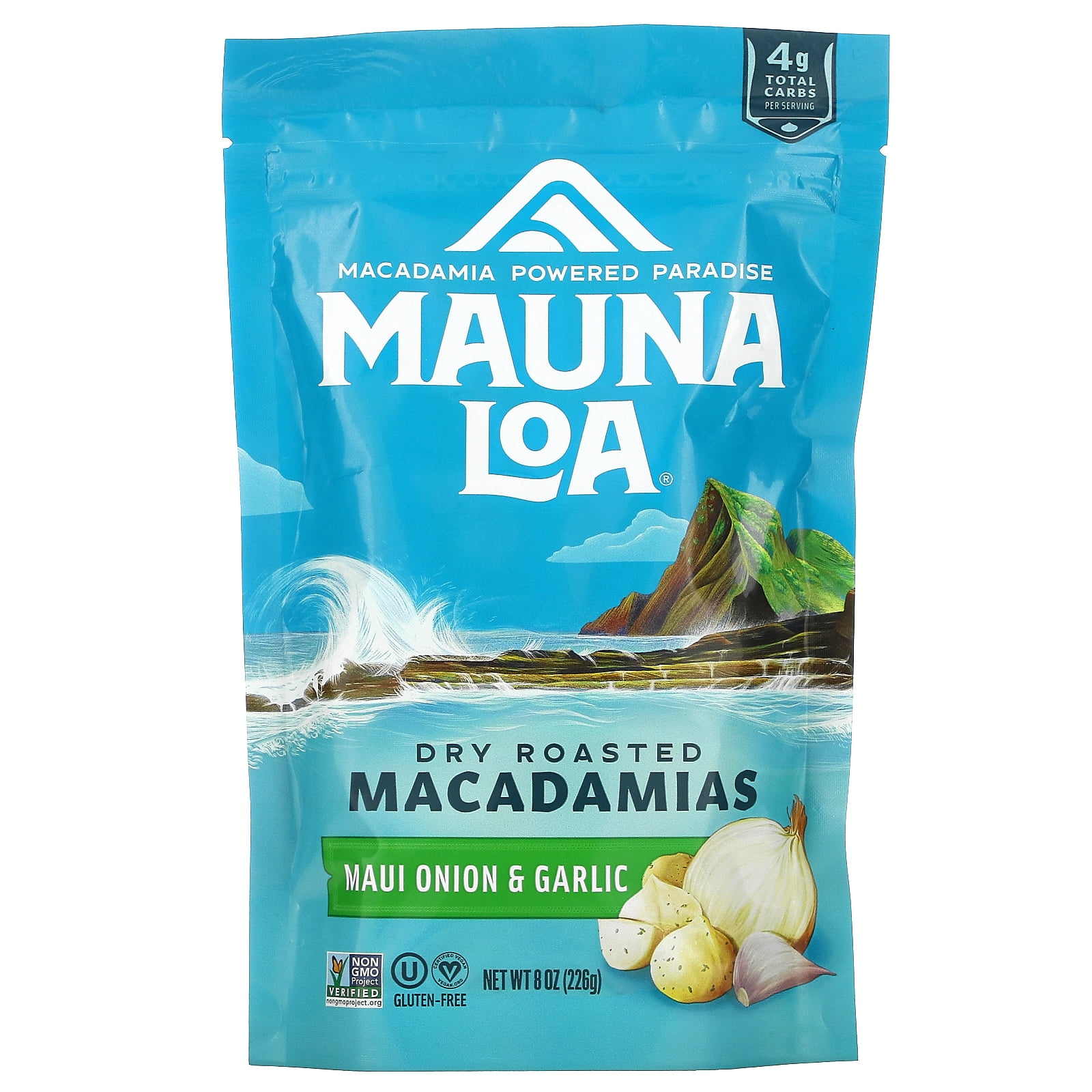 Dry Roasted Macadamias, Maui Onion & Garlic, 8 oz (226 g), Mauna Loa
