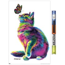 PD Moreno - Cat and Butterfly Wall Poster, 22.375" x 34"