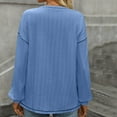 thumbnail image 7 of Htigea Long Sleeve Shirts for Women Casual Crew Neck Knit Ribbed Pullover Loose Cozy Fall Tops with Pocket Blue S, 7 of 7