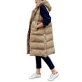 thumbnail image 2 of Genuiskids Womens Puffer Vests Outerwear Long Hooded Button Down Vest Winter Fashion Plus Size Lightweight Long Slim Vest Jacket Sleeveless Hooded Vests, 2 of 4