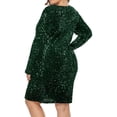 thumbnail image 4 of Femmes Grande Taille Robe de Paillettes V Cou Partie Cocktail Scintillant Paillettes Soirée Stretch Mini Robes Moulantes, 4 of 7