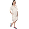 thumbnail image 6 of Bimba Off White Floral Print Rayon Women's Sleepshirt Night Shirt With Pockets - 4, 6 of 9