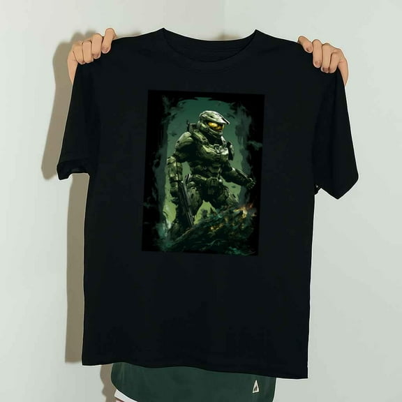 Vintage Halo Gaming Themed Graphic Heavy Unisex T-Shirt Cotton up to 5XL