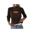 thumbnail image 3 of Liacowi 2Pcs Women Cutout Knitted Sweater Long Sleeve Turtleneck Shrug Crop Jumper + Ribbed Sling Vest Tops, 3 of 7