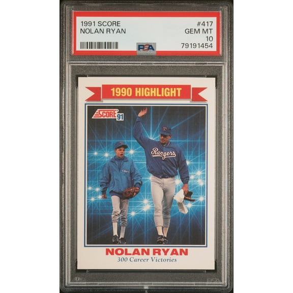 Nolan Ryan 1991 Score Baseball Card #417 Graded PSA 10