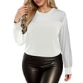 thumbnail image 7 of CONZONE Women's Lace Mesh T-Shirts Long Sleeve See Through T Shirts for Women Casual Crew Neck Sequined Lightweight Tees Soft Cozy Dailywear, 7 of 7
