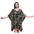 thumbnail image 1 of Bimba Leaves Womens Short Beach Kaftan Beachwear Bikini Coverup Midi Dress-S-L, 1 of 5