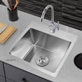 thumbnail image 7 of Dubbin Stainless Steel Topmount Small Kitchen Sink, Outdoor Single Bowl Wet Bar Sink with Brushed Nickel Finish, Including Accessories, 7 of 7