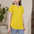 thumbnail image 5 of Abcomgle Girls Tee Shirts 7-16 Crewneck Curve Hem Girls Shirts Short Sleeve Tshirt Summer Fashion Cotton Tee Tops Girls,Yellow,12-13Years, 5 of 5