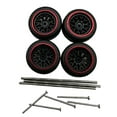 thumbnail image 5 of Kokiya 4 Pieces RC Car Wheels and Tires RC Alloy Car Accessories RC Part for 1/64 Scale Red C, 5 of 9