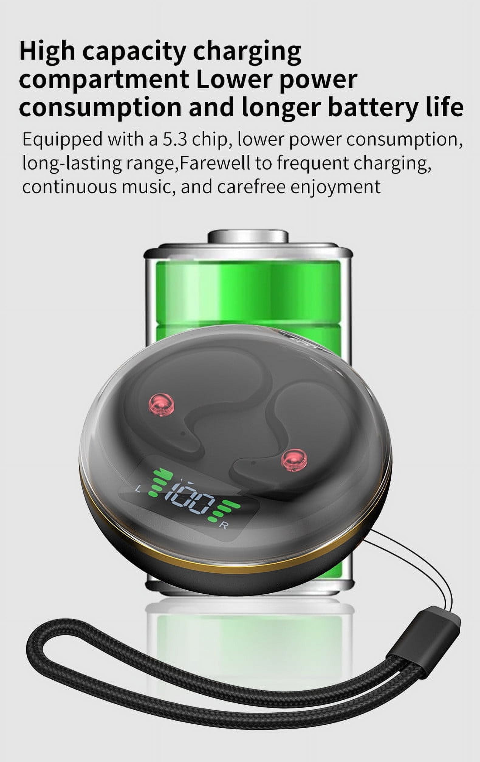 Wireless Earbuds 75hrs Bluetooth 5.3 Headphone Sport, 2024 Bluetooth Earbuds Stereo Deep Bass Over Ear Bud with Earhooks, ENC Noise Cancelling Mic, IPX7 Waterproof Earphone,Black