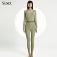 thumbnail image 2 of Thermal Underwear for Women Fleece Lined Base Layer Pajama Set Cold Weather - Green - Green -L, 2 of 6