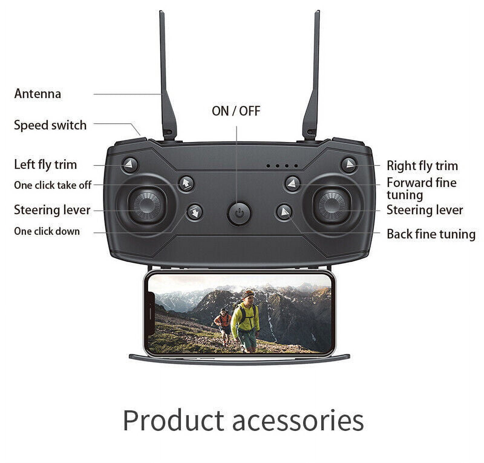 Elegant Choise RC Drone with Dual Camera 4K HD Wide Angle WiFi FPV Foldable Quadcopter +4 Battery, Black