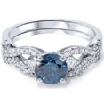 thumbnail image 1 of 1 3/4ct Blue & White Diamond Infinity Engagement Ring Set 14K White Gold, 1 of 4